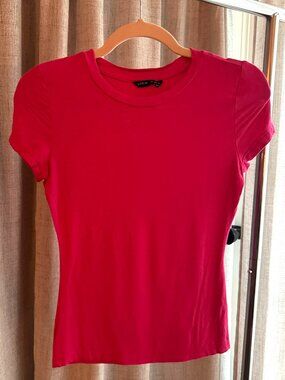 Bright Pink Fitted Tee- Shein- Small